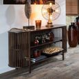 Conie Curved Console Sideboard - Oval - Slatted - Dark Brown - Mango Wood