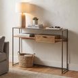 Console Table - 1 Drawer - Natural and Black - Wood and Metal