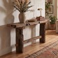 Rough Console Table - Trestle Frame - Brown - Recycled Wood