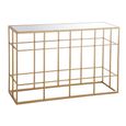 Bars Console Table - Geometric Grid Pattern - Gold - Glass and Metal