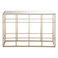 Bars Console Table - Geometric Grid Pattern - Gold - Glass and Metal