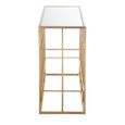 Bars Console Table - Geometric Grid Pattern - Gold - Glass and Metal