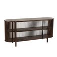 Conie Curved Console Sideboard - Oval - Slatted - Dark Brown - Mango Wood