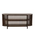 Conie Curved Console Sideboard - Oval - Slatted - Dark Brown - Mango Wood