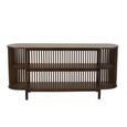 Conie Curved Console Sideboard - Oval - Slatted - Dark Brown - Mango Wood