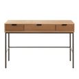 Console Table - 3 Drawer - Natural and Black - Wood and Metal