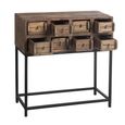 Rough Distressed Console Table - Multi Drawer - Brown and Black - Recycled Wood and Metal