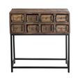 Rough Distressed Console Table - Multi Drawer - Brown and Black - Recycled Wood and Metal