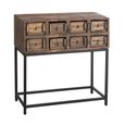 Rough Distressed Console Table - Multi Drawer - Brown and Black - Recycled Wood and Metal