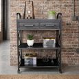 Black Distressed Metal and Wood Hall 2 Drawer Rectangle Table thumbnail