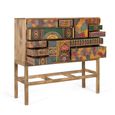 Holi Natural Mango Wood Hand Painted Multi Drawer Console Table thumbnail 3