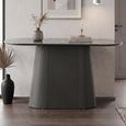 Barletta Console Table - Oval - Fluted Base - Dark Grey - Sintered Stone and Wood