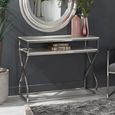Clearance - Crossroad White Marble Top Rectangle Console Table with Chrome Frame thumbnail