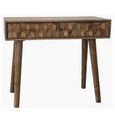 Clearance - Geometric Carved Mango Wood 2 Drawer Console Table - FSS16358