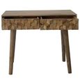 Clearance - Geometric Carved Mango Wood 2 Drawer Console Table - FSS16358