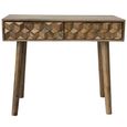 Clearance - Geometric Carved Mango Wood 2 Drawer Console Table - FSS16358