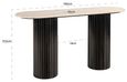 Hampton Travertine Beige Top Console Table with Black Fluted Base