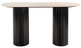 Hampton Travertine Beige Top Console Table with Black Fluted Base