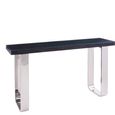 Kerala Console Table - Black Glass with Silver Base
