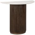 Mayfield White Marble Top Half Moon Console Table - Dark Wood Fluted Base