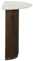 Mayfield White Marble Top Half Moon Console Table - Dark Wood Fluted Base