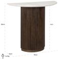 Mayfield White Marble Top Half Moon Console Table - Dark Wood Fluted Base