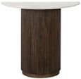 Mayfield White Marble Top Half Moon Console Table - Dark Wood Fluted Base