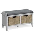 Stowe Storage Bench - with Baskets - Grey