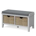 Stowe Storage Bench - with Baskets - Grey