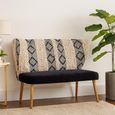 Cefena Bench - Moroccan - White and Black Fabric with Backrest