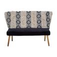Cefena Bench - Moroccan - White and Black Fabric with Backrest