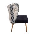 Cefena Bench - Moroccan - White and Black Fabric with Backrest