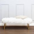 Clarence Bench - White Faux Fur with Gold Legs