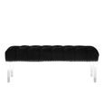 Clarence Bench - Black Velvet Fabric - with Button Tufted Design