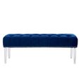 Clarence Bench - Blue Velvet Fabric - with Button Tufted Design