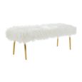 Clarence Bench - White Faux Fur with Gold Legs