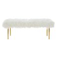 Clarence Bench - White Faux Fur with Gold Legs