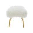 Clarence Bench - White Faux Fur with Gold Legs