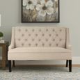Doucet Bench - Beige Linen Fabric - High Back