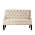 Doucet Bench - Beige Linen Fabric - High Back