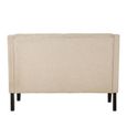 Doucet Bench - Beige Linen Fabric - High Back