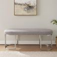 Gilden Bench - Curved - Grey Fabric with Silver Legs