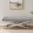 Gilden Bench - Grey Fabric with Silver Cross Base