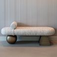 Geneva Hall Bench - Beige - Fabric and Metal