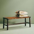 Inca Bench - Brown Leather with Teak Wood - Strapped