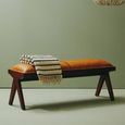 Inca Bench - Brown Leather with Teak Wood