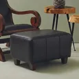 Inca Footstool - Black Leather