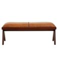 Inca Bench - Brown Leather with Teak Wood