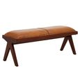 Inca Bench - Brown Leather with Teak Wood