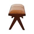 Inca Bench - Brown Leather with Teak Wood